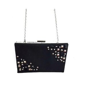 Black Detailed gem clutch